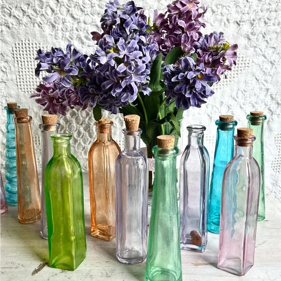 70s VTG Lime Green Glass Bottles partyDecor Weddings Birthdays Showers$29 each