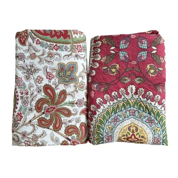 Set of 2 Pottery Barn Duvet Covers Full/Queen 100% Cotton Paisley Medallion