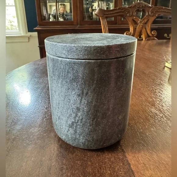 Pottery Barn small soapstone canister with lid