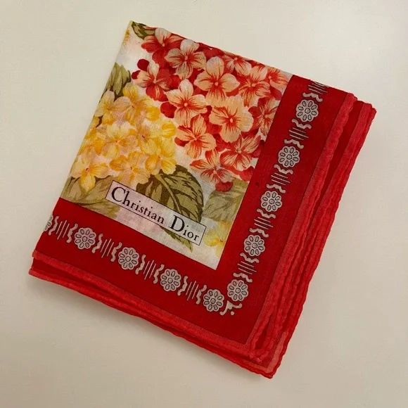 Dior Floral in Red, Yellow, and Green Handkerchief. Yÿ