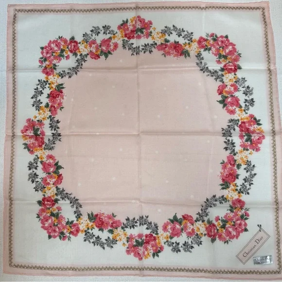 Dior Floral Pink Handkerchief Scarf