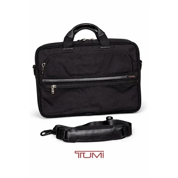 Tumi Black Ballistic Nylon Laptop Briefcase Messenger‎ Bag with Str