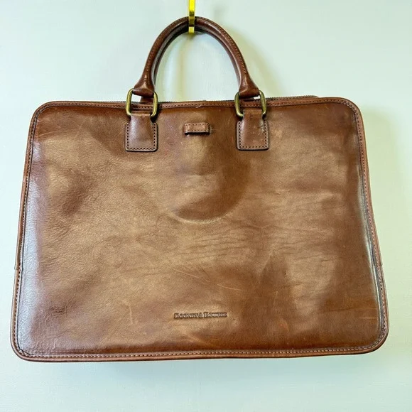 DOONEY & BOURKE Brown Florentine Vacchetta Leather Briefcase Large