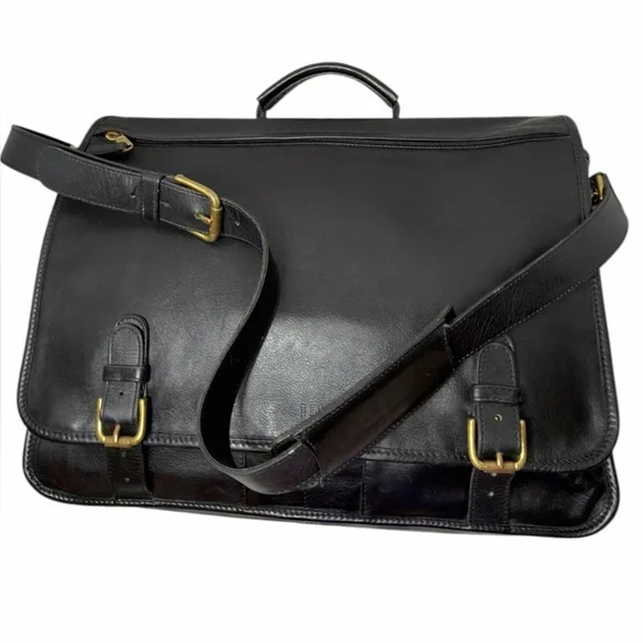 Coach Vintage Briefcase Bag 0514 Black Glove Tanned Leather Top Handle Crossbody