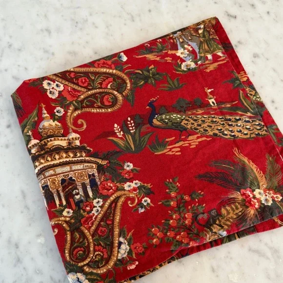 Pottery‎ Barn Red Spice Route Peacock Euro Sham