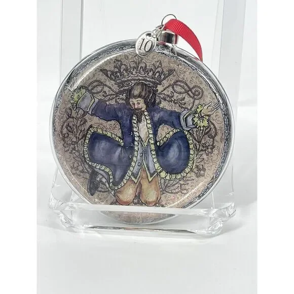 Pottery Barn 12 Days of Christmas Glass Ornament Day 10 Lords A-leaping Round