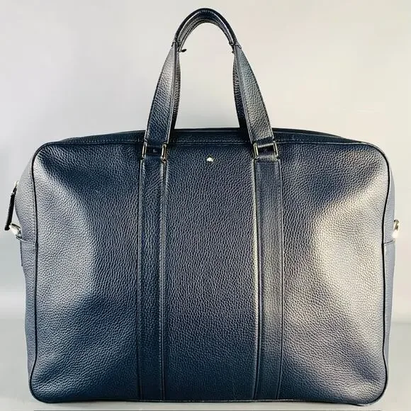 MONT BLANC Navy Pebble Grain Leather Briefcase