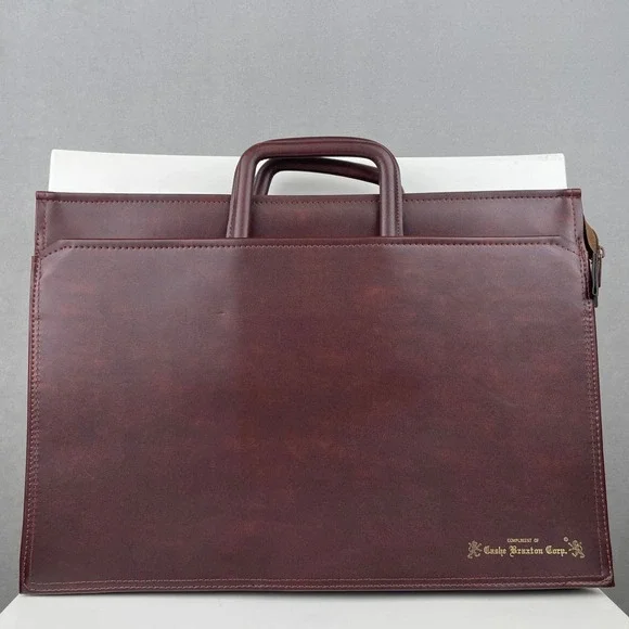 Vintage Cashe Braxton Corp Burgundy Portfolio Briefcase Retractable Handles Zip