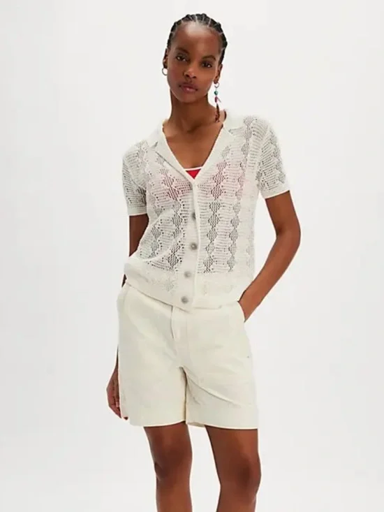 Free People Diamond Polo in Ivory