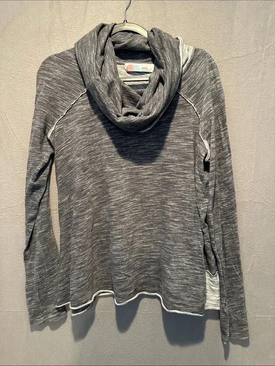 Free People Gray Marled Cowl Neck Sweater