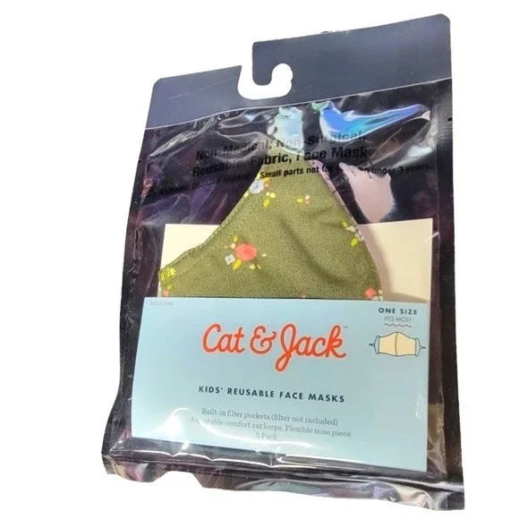 Cat & Jack 2 pack Kid's Reusable Face Masks- Case of 24 packs