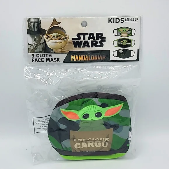 Mandalorian Baby Yoda Kids Facemasks - 3 pack