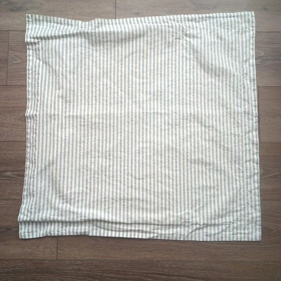 Pottery Barn Striped Linen-Cotton Euro Sham Blue White Ticking 26
