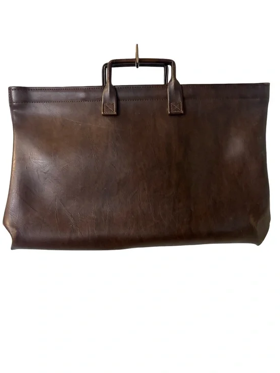 Brown Leather Briefcase Collectible Durable Old Money Portfolio Tote or Caryall
