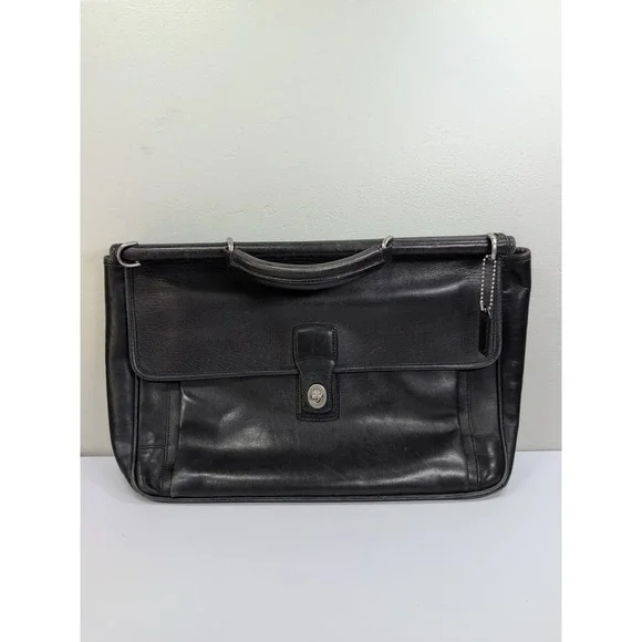 Coach Barclay 6456 Vintage Black Leather Briefcase MISSING Strap