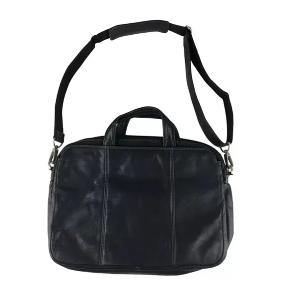 El Portal‎ Unisex Black Leather Inner Pockets Top Handle Briefcase Document Case