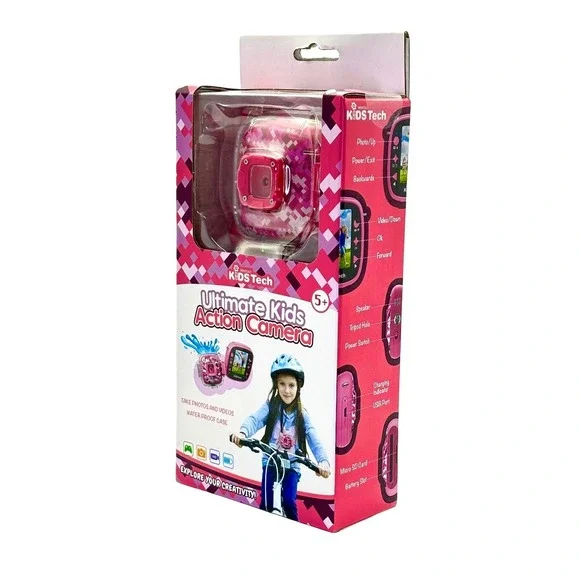 NEW Kids Tech‎ Ultimate Kids Action Camera Photos Videos Waterproof Case Pink