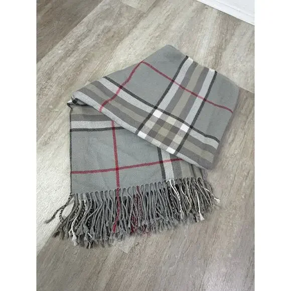 Pottery Barn Gray Plaid Throw Blanket
