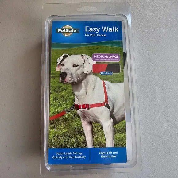 NIB PetSafe Easy Walk No Pull Dog Harness Red/Black Size Med/Large 40 to 65 lbs
