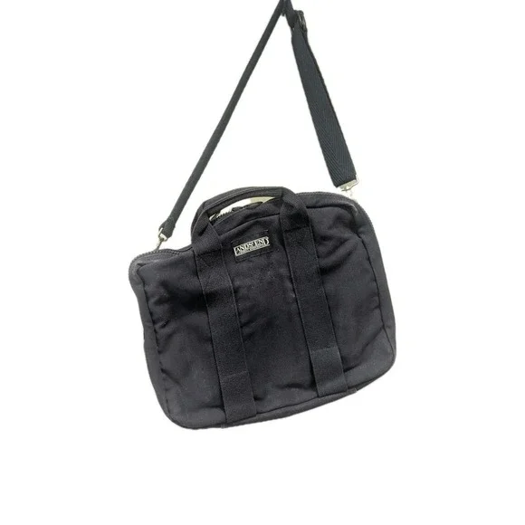 Vintage Lands End Navy Blue Organizer Briefcase Travel Work Shoulder Bag