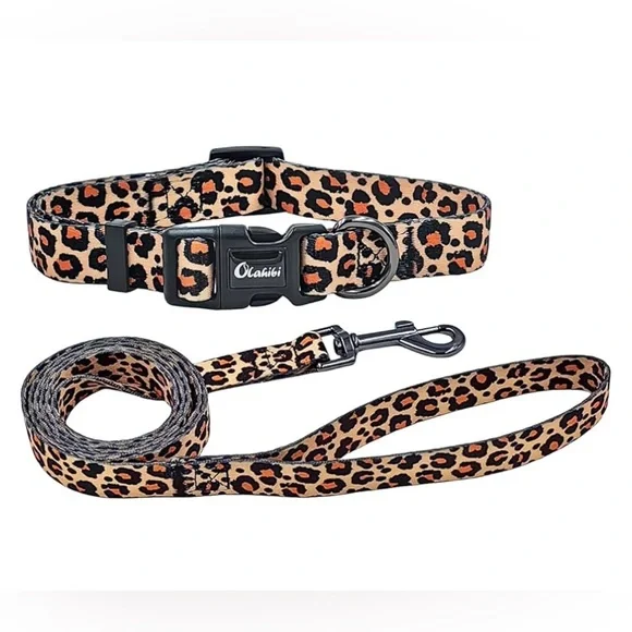 Leopard Print Dog Collar & Leash Set – New with Tags!