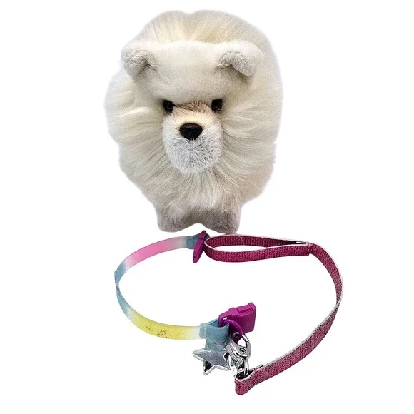 American Girl Truly Me Pomeranian Puppy Dog 2016 AG Pet‎ w/ Rainbow Collar Leash