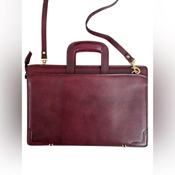 Vintage Mark Phillip top grain leather luxury Burgundy Leather Briefcase