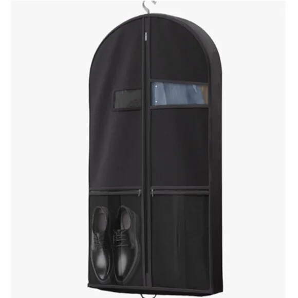 Travel Garment Bag with Zipper Pocket, Suit Bag for Suits, Dresses, Coats