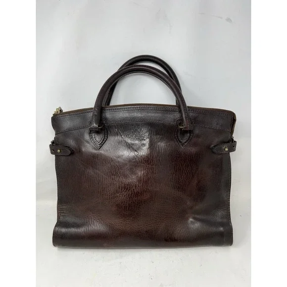 Sandast Sac De Jour Travel Business Bag leather Rare Brown Patina Briefcase
