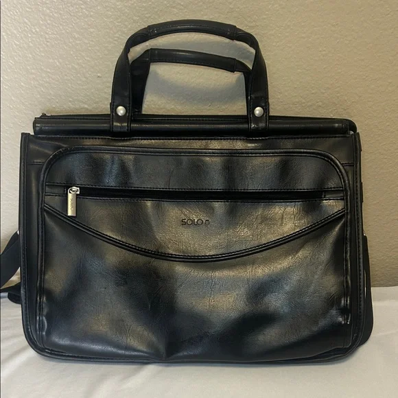 Solo Black Leather Briefcase for Men