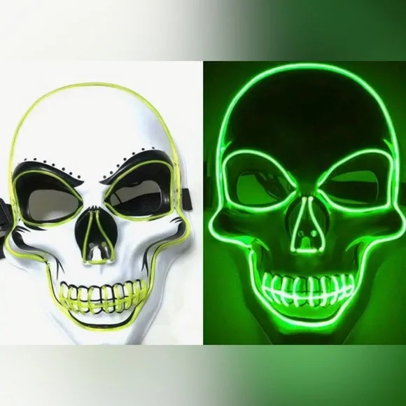 BRAND NEW HALLOWEEN SKELETON MASK . LIGHTS UP GREEN. KIDS AND ADULTS