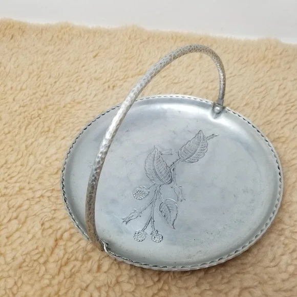 VTG Farberware Hand-Wrought Aluminum Serving‎ Tray w/ Handle See Pics