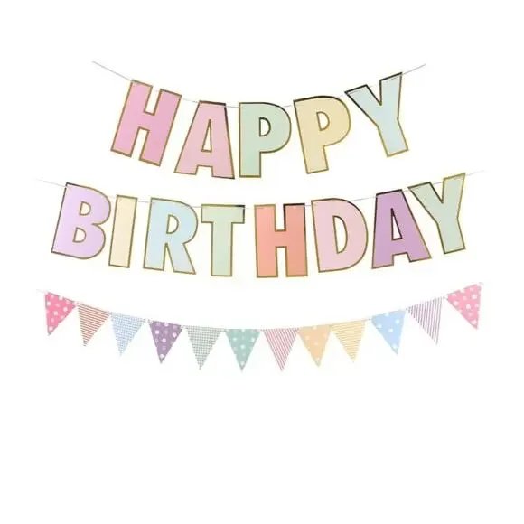 Happy Birthday Banner Pastel Birthday Party Decor 8