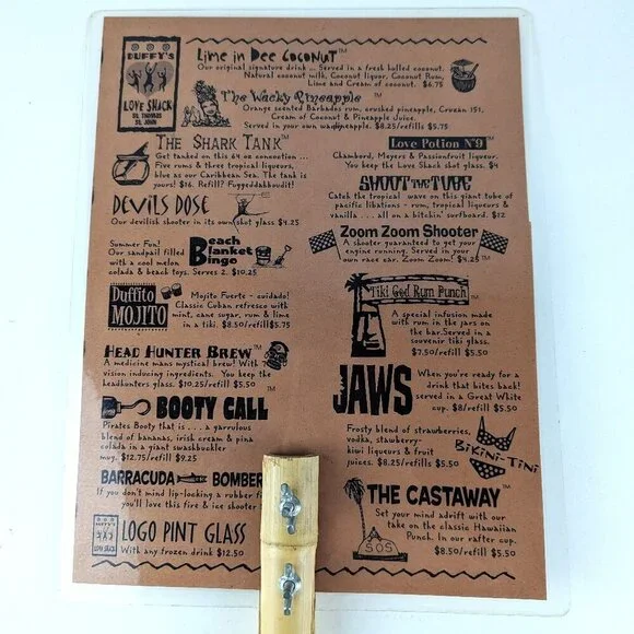 Duffy's Love Shack Menu Souvenir - St Thomas/Virgin Islands