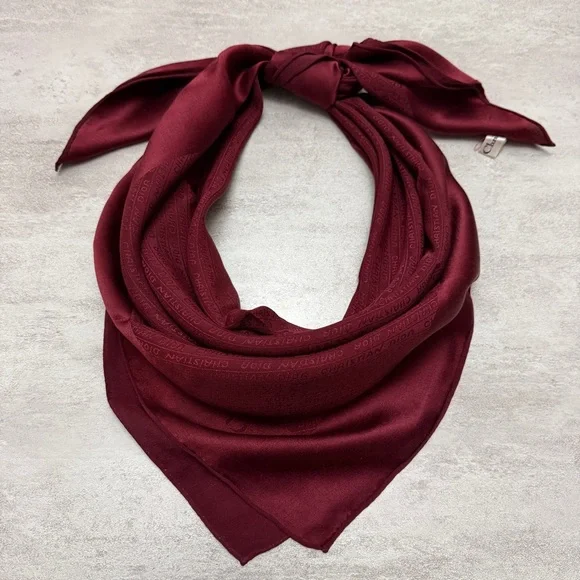 Dior Rich Burgundy Vintage silk Scarf