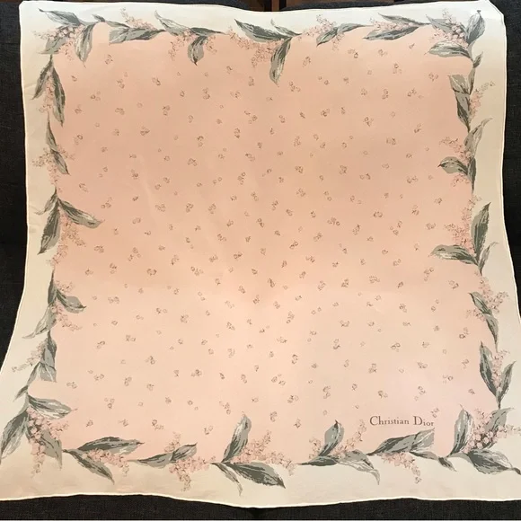 Christian Dior Pink Floral Silk Scarf 😍🌸