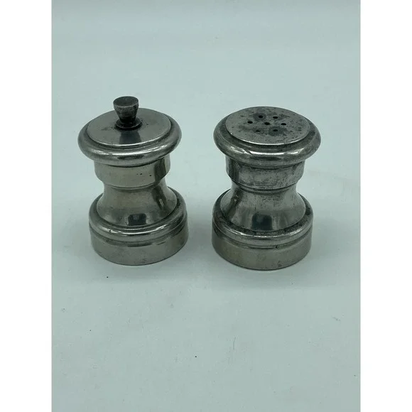 Pewter Salt Shaker And Pepper Grinder Anteed Steel‎ Italy Vintage EUC