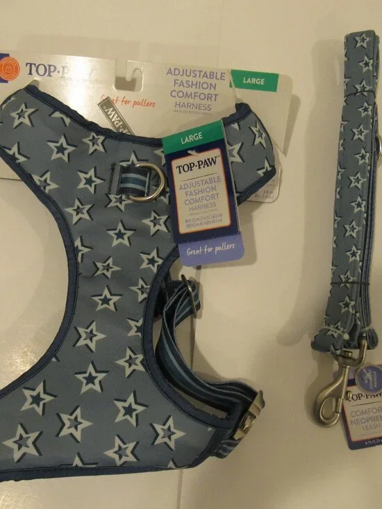 NEW TOP PAW ADJUSTABLE LARGE DOG HARNESS AND MATCHING LEASH