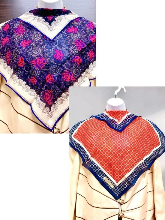 2) New Christian Dior & YSL Mini Scarf/Neck-kerchief Cott 18.5