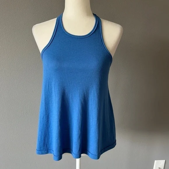 Free People Racer Back Ribbed Tank Blue