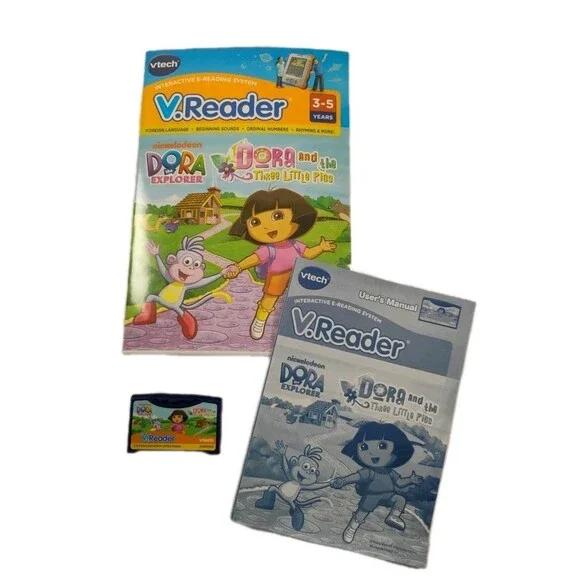 VTECH V.READER Interactive E-Reading System Game DORA and The 3 Little Pigs