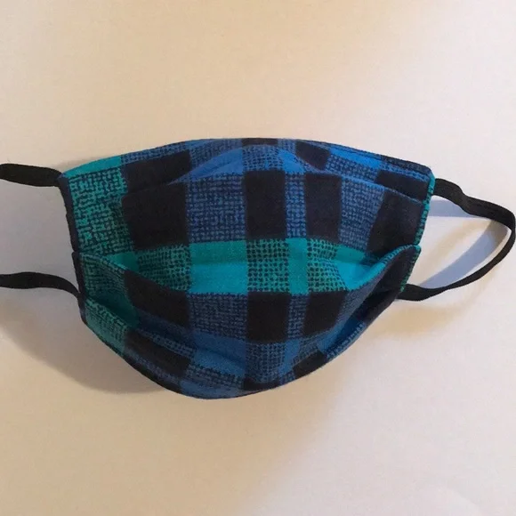 KIDS 3-Layered Face Mask USA PLAID BOY Blue