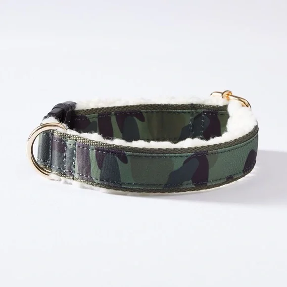 NWT Mark & Graham Camouflage Sherpa Dog Collar with Blank Tag Sz. L