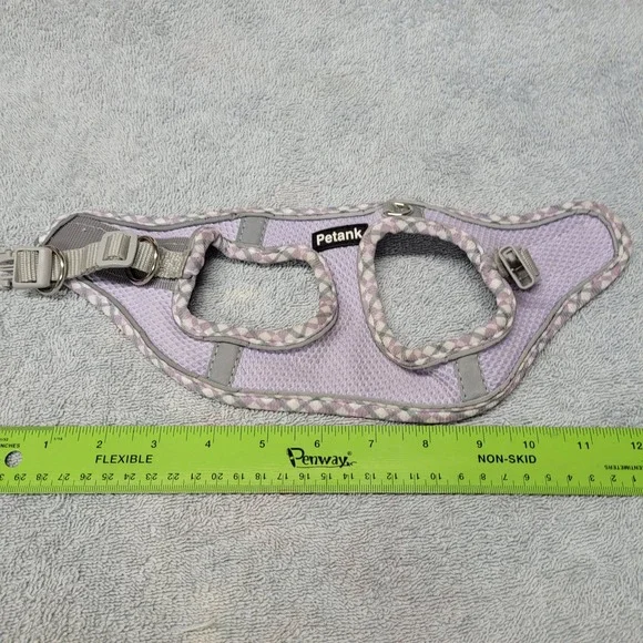 Petank Purple Mesh Dog Harness Gingham Trim Reflective Step-In Size 2XS