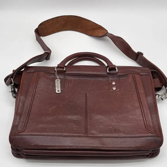 Ellington Brown Leather Attaché Briefcase Messenger Bag BLEMISH