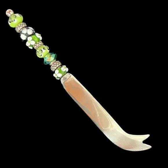 Cheese knife handcrafted, beaded, artistic, unique style