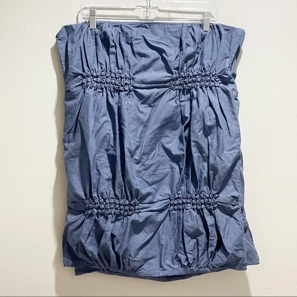 POTTERY BARN DORM Solid Blue Simply Smocked Pillow Shams Set Of Two 20” X 26”