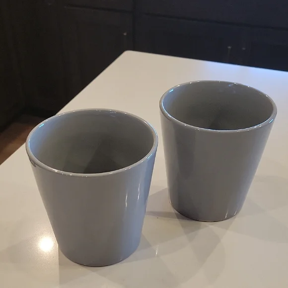 Pottery Barn Two Modern Gray Ceramic Planter Pots