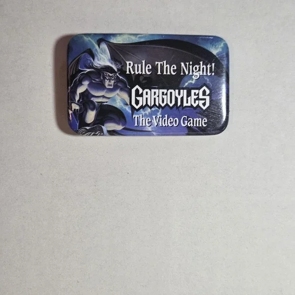 Disney Gargoyles Goliath Go Rule The Night Video Game Button Badge Blue Promo