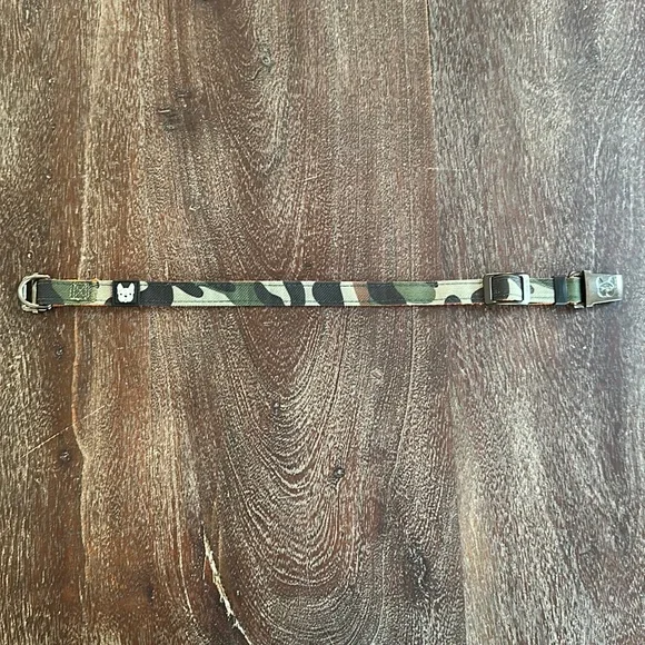 Adjustable Green Camo Dog Collar with Orange Underside Small